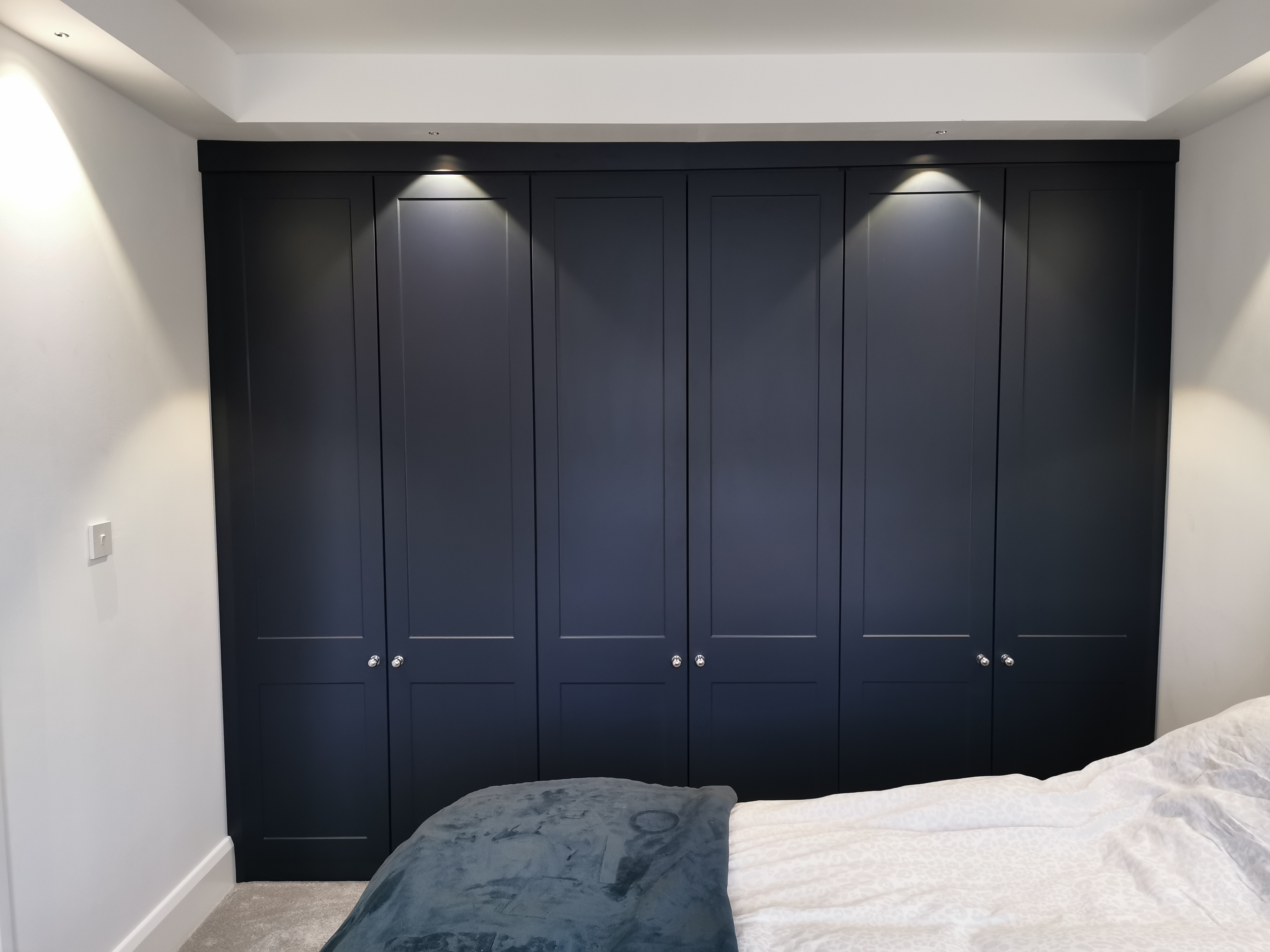 Navy Blue Fitted Wardrobes with LED